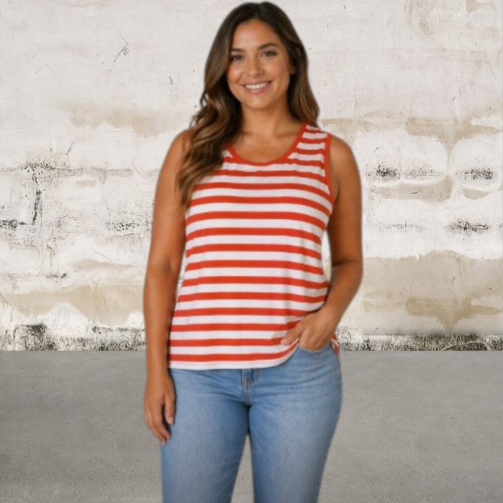 Karen Scott NWOT Women's Orange/Cream Lightweight Sweater Tank - Size Large